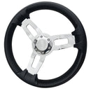 RELAXN 350mm Steering wheel With/PU Grip & Polished S/S spokes
