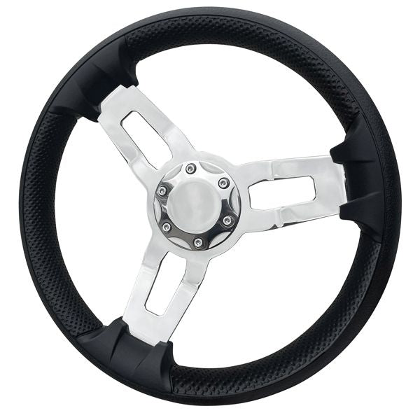 RELAXN 350mm Steering wheel With/PU Grip & Polished S/S spokes
